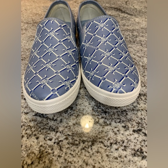 Ralph Lauren Canvas Sneakers, Blue/white Size 7B - Picture 2 of 6